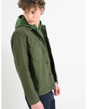 Jacheta-camasa cu guler clasic Utility, Verde inchis
