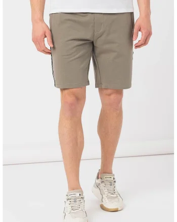 Pantaloni scurti cu benzi logo laterale pentru fitness, Verde sparanghel
