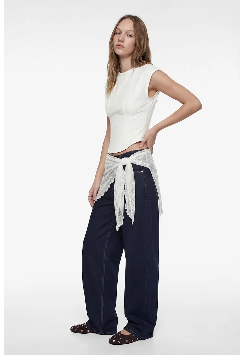 Top crop slim fit, Alb