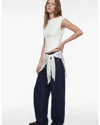Top crop slim fit, Alb
