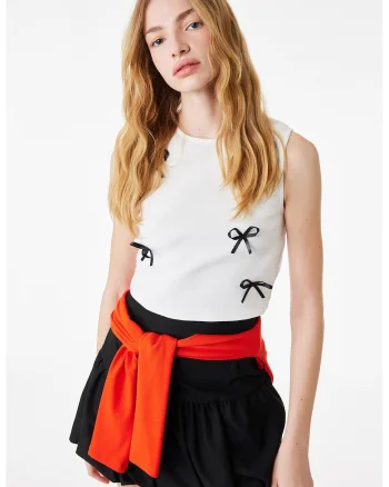 Top crop cu funda, Alb