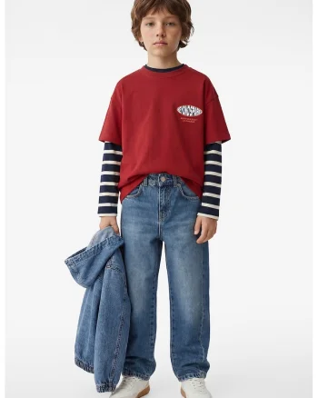 Blugi relaxed fit, Albastru melange