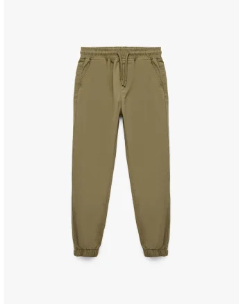 Pantaloni uni cu snur, Kaki
