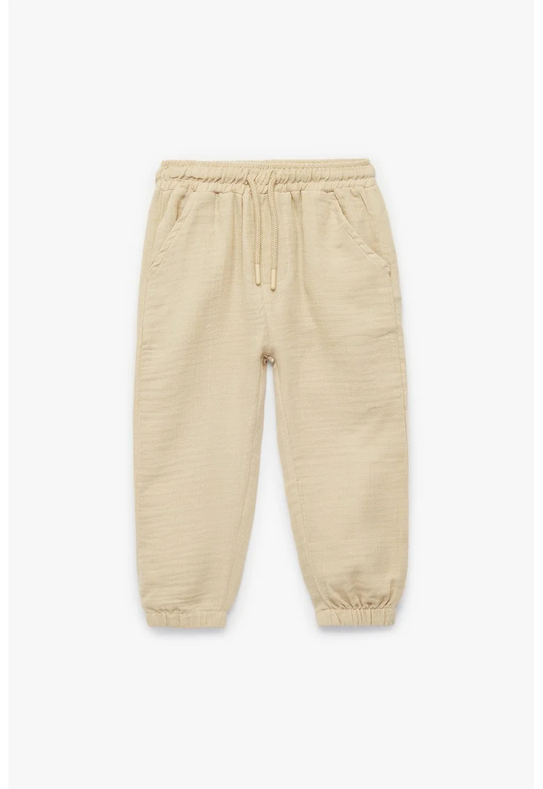 Pantaloni de trening cu snur si buzunare, Bej