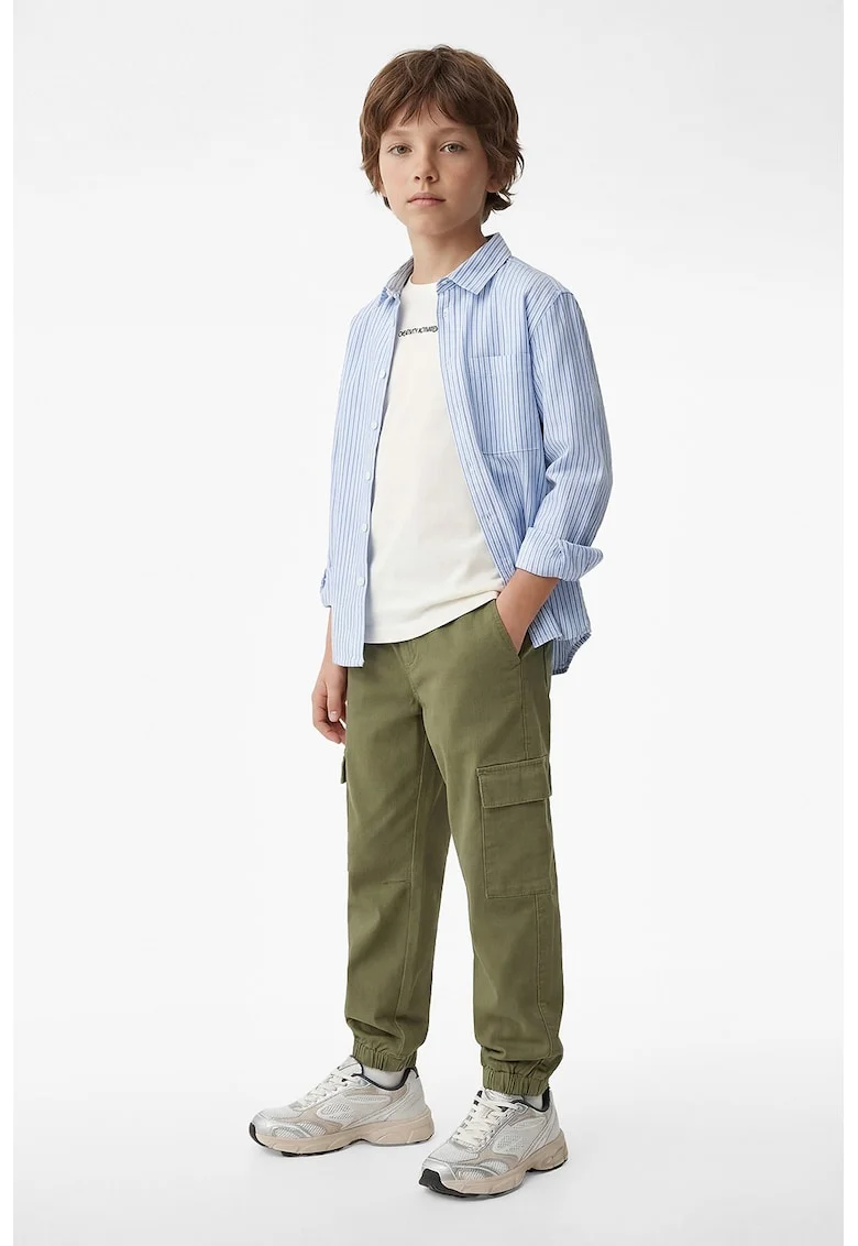 Pantaloni cargo cu talie ajustabila, Verde masliniu