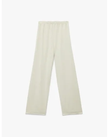 Pantaloni cu croiala ampla si model petrecut, Crem