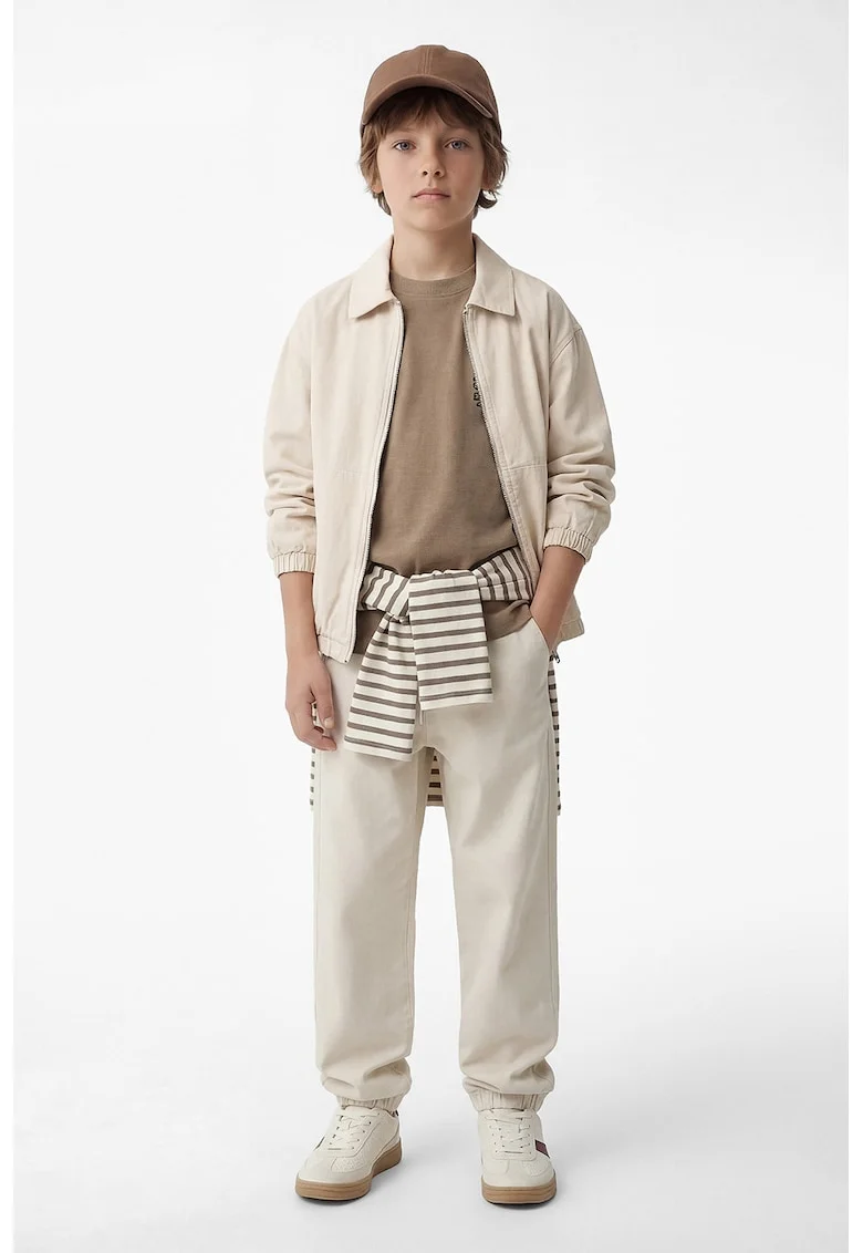 Pantaloni uni cu snur, Gri deschis