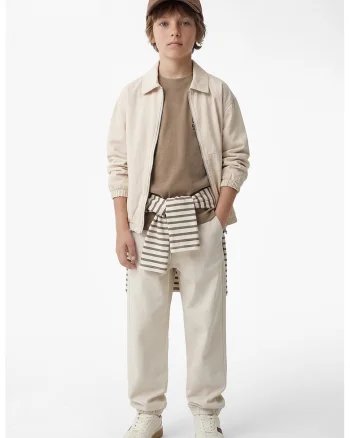 Pantaloni uni cu snur, Gri deschis