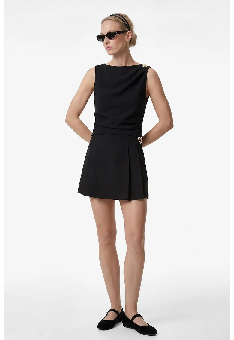 Top crop cu aplicatii metalice, Negru