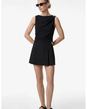 Top crop cu aplicatii metalice, Negru