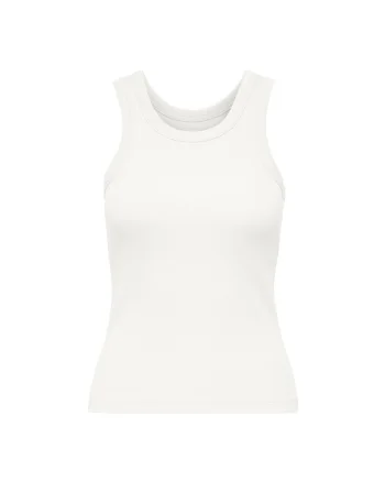 Top uni slim fit, Alb
