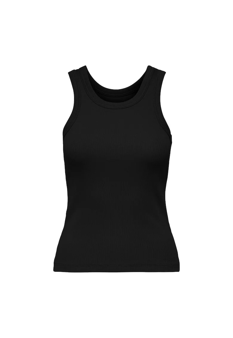 Top uni slim fit, Negru