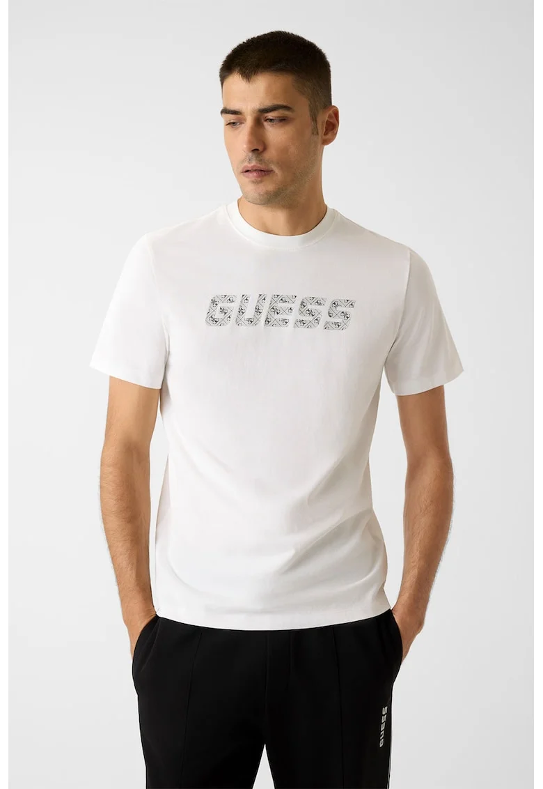 Tricou din bumbac organic pentru fitness, Alb/Negru