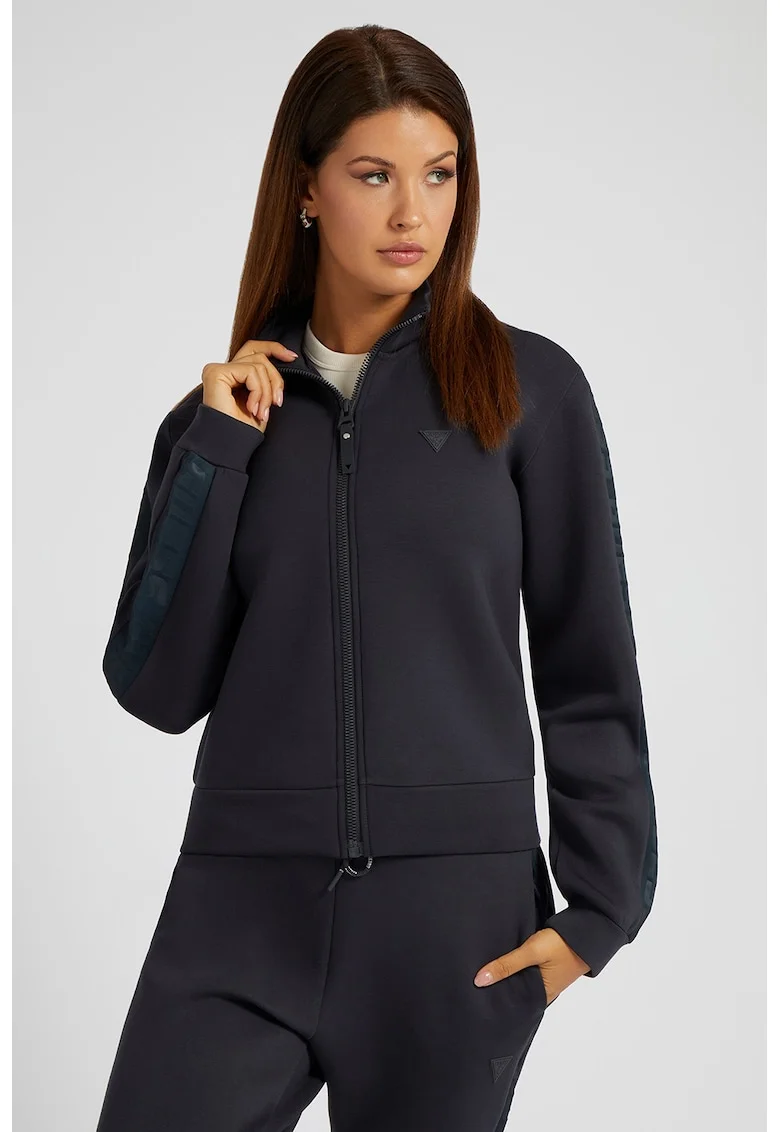 Bluza cu fermoar pentru fitness, Bleumarin