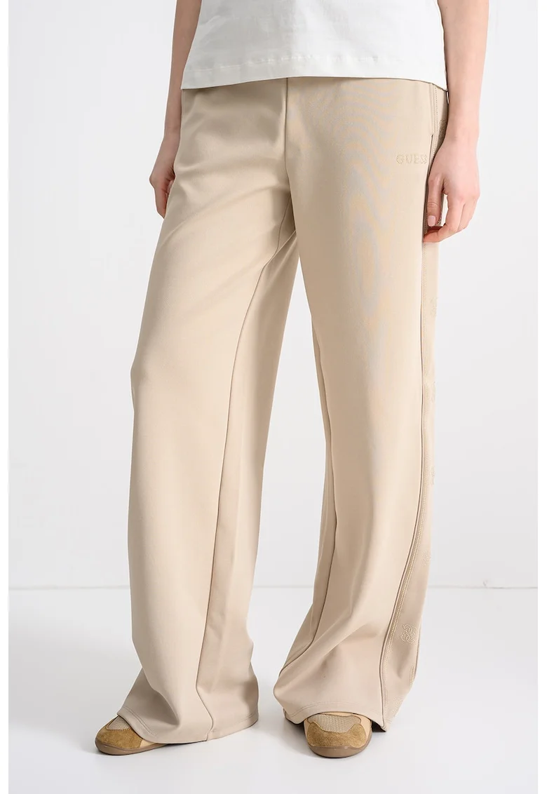 Pantaloni de trening cu croiala ampla si buzunare laterale, Bej