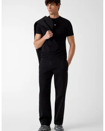 Tricou cambrat cu decolteu la baza gatului, pentru fitness, Negru