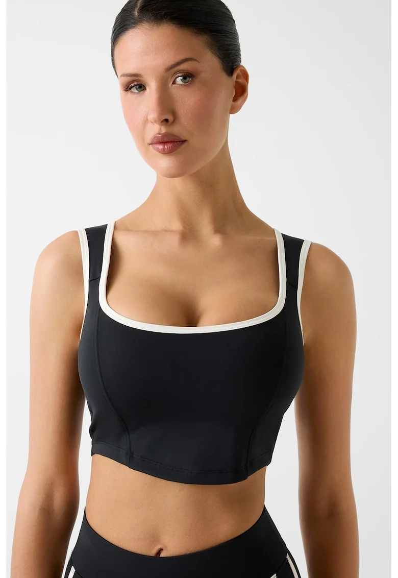 Top crop, pentru fitness, Negru