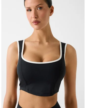 Top crop, pentru fitness, Negru