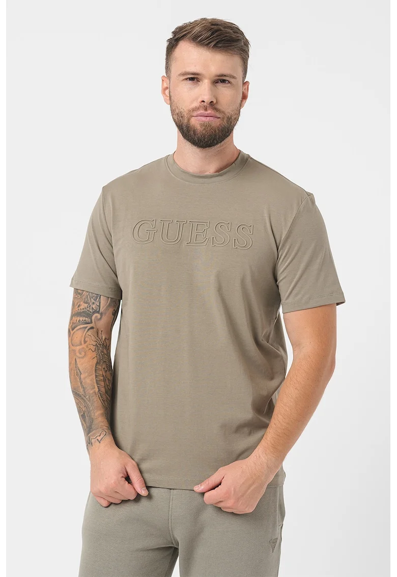 Tricou cu logo in relief, pentru antrenament, Kaki