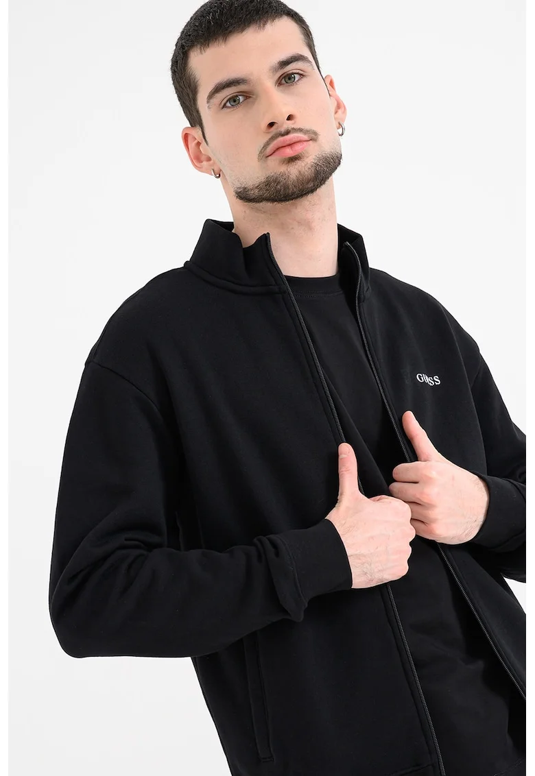 Bluza de trening cu fermoar pentru antrenament, Negru