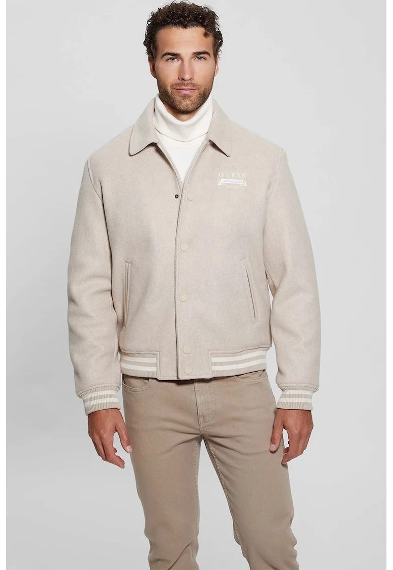 , Jacheta Varsity cu logo brodat, Bej deschis
