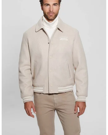 , Jacheta Varsity cu logo brodat, Bej deschis