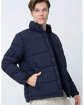 Geaca matlasata cu model uni, Bleumarin
