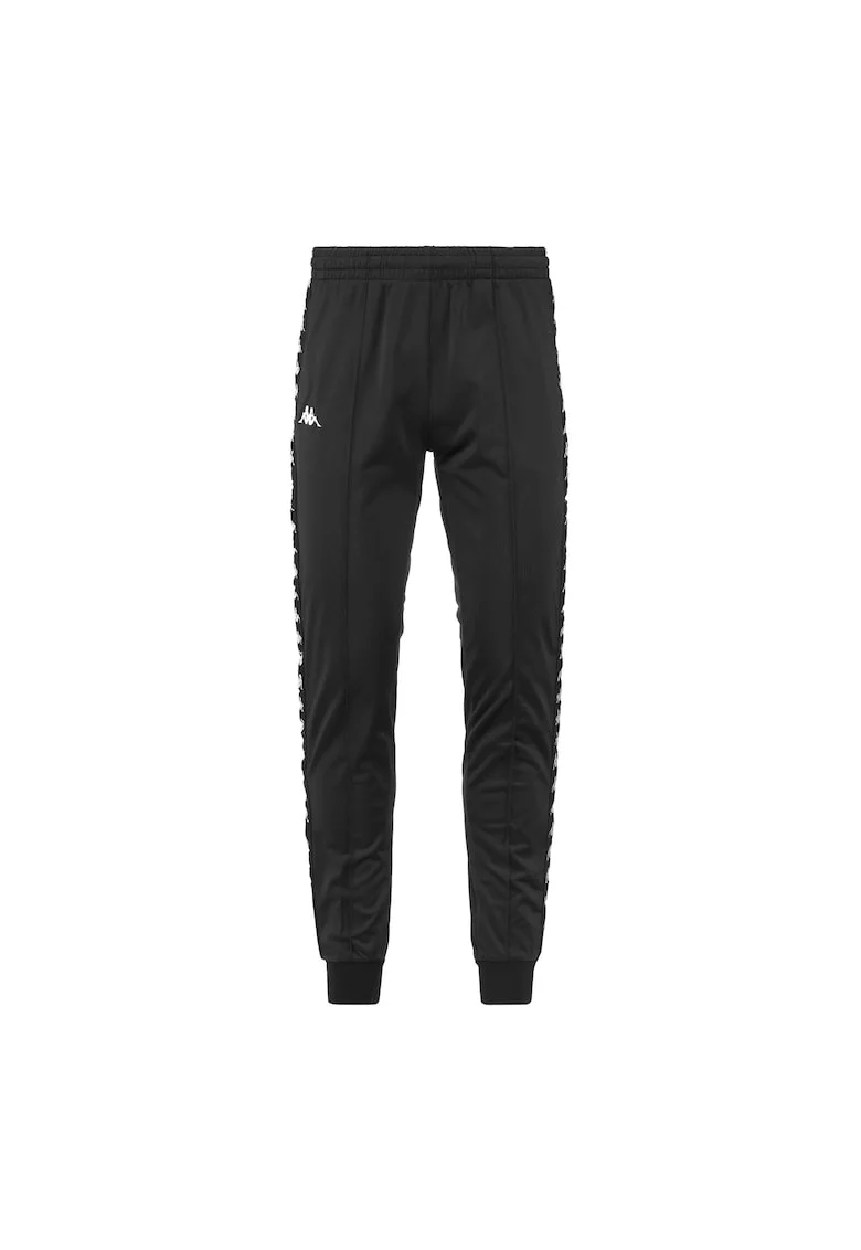 Pantaloni sport cu banda logo laterala si slituri cu fermoar la glezna,  222 Banda Rastoria Slim, Negru