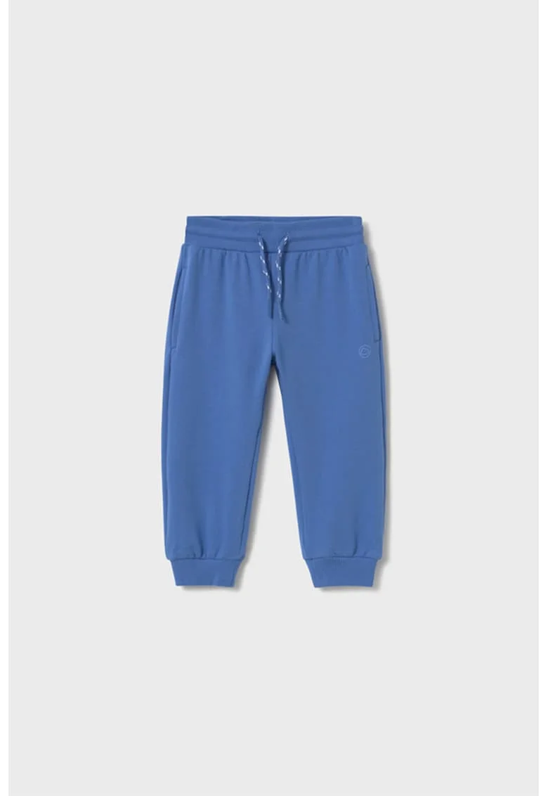 Pantaloni de trening din amestec de bumbac cu snur, Albastru inchis/Albastru melange
