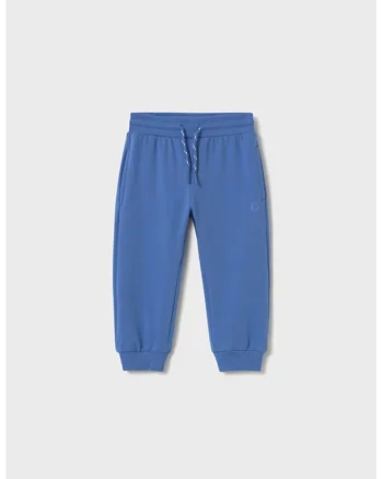 Pantaloni de trening din amestec de bumbac cu snur, Albastru inchis/Albastru melange