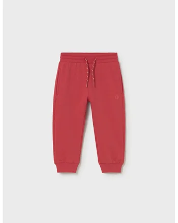 Pantaloni de trening din amestec de bumbac cu snur, Rosu inchis/Rosu prafuit