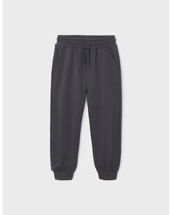 Pantaloni de trening cu model uni si snur de ajustare, Gri carbune