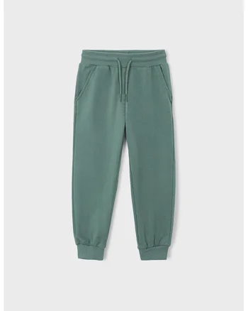Pantaloni de trening cu model uni si snur de ajustare, Verde englez