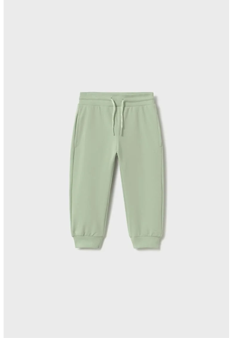 Pantaloni de trening din amestec de bumbac cu snur, Verde inchis/Verde feriga