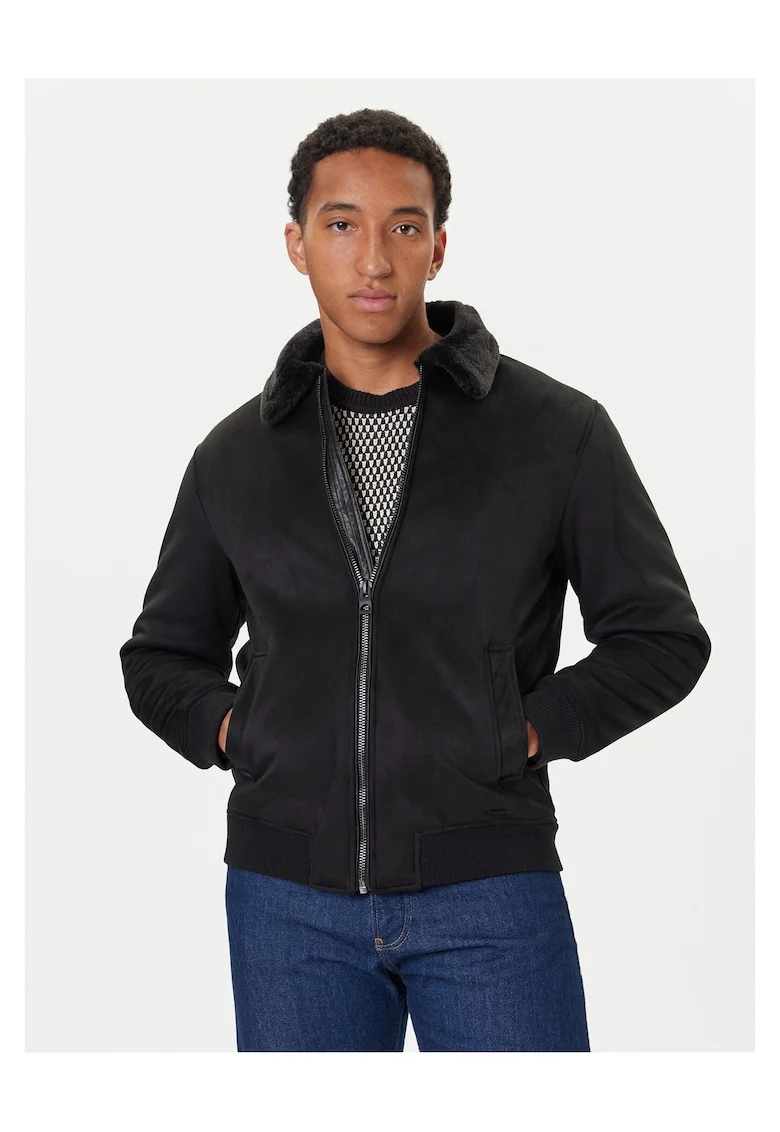 Geaca din imitatie de piele,  negru, barbatidwqf, Negru