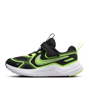 - Pantofi Cosmic cu inchidere velcro pentru alergare, Negru stins/Verde lime