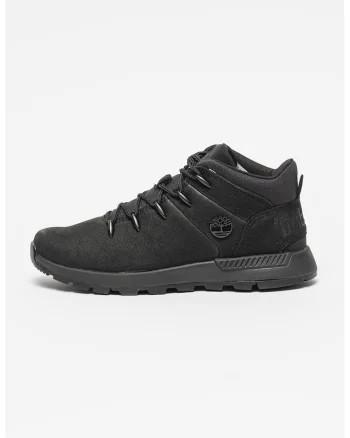 Pantofi de piele nabuc cu insertii textile pentru treking Sprint Trekker, Negru stins