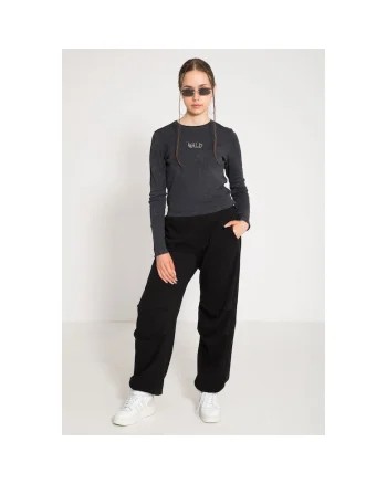 Pantaloni cu croiala ampla si talie elastica