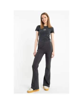 Pantaloni evazati cu talie elastica