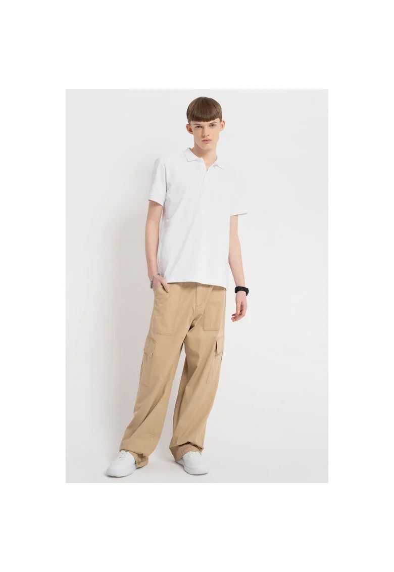 Pantaloni cargo cu croiala dreapta si ampla