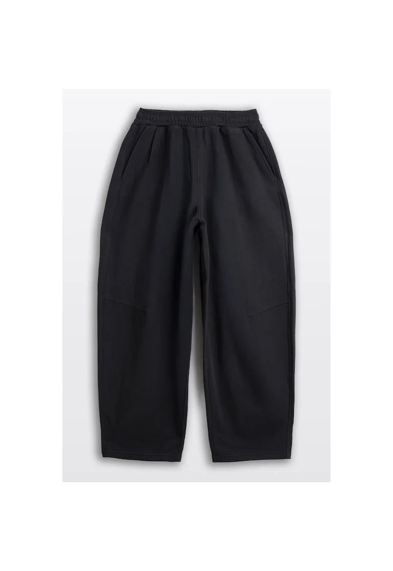 Pantaloni de trening uni din bumbac cu talie medie