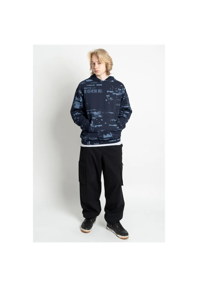 Pantaloni supradimensionati cargo cu snur in talie,