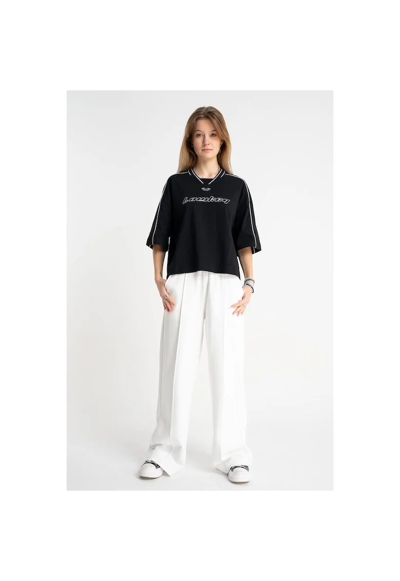 Pantaloni de trening cu croiala dreapta si talie elastica