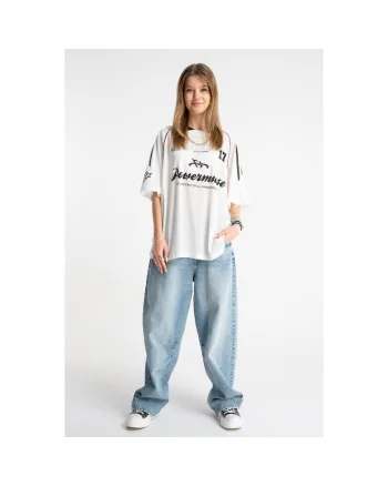 Blugi relaxed fit cu aspect decolorat si buzunare