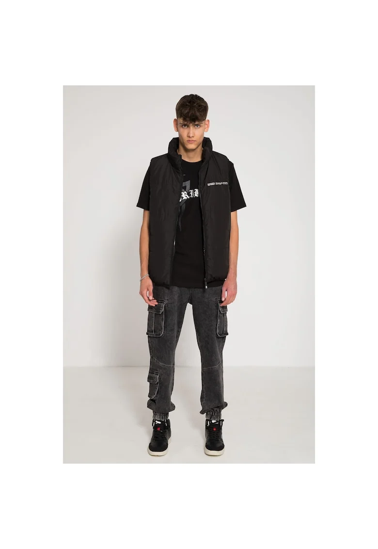 Blugi cargo cu aspect decolorat,