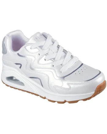 Pantofi sport cu garnituri metalizate, Alb