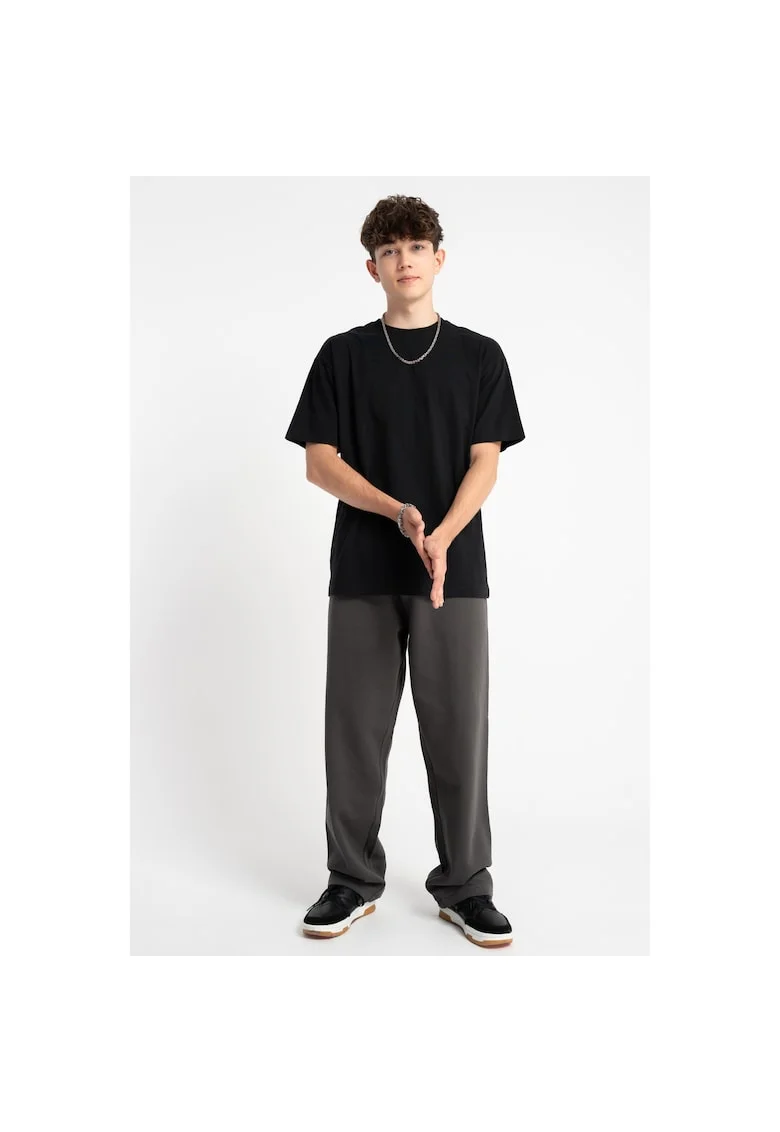 Pantaloni de trening drepti cu model uni, Gri antracit