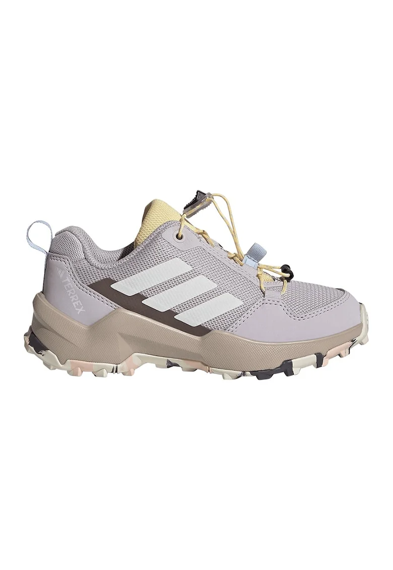 Pantofi Terrex Ax4s cu sireturi elastice pentru drumetie, Maro inchis/Alb optic/Roz pal