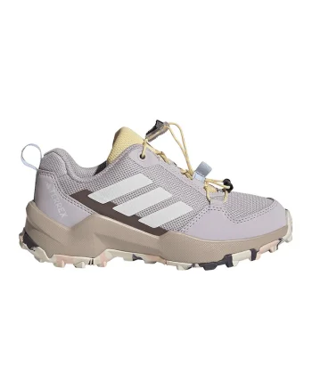 Pantofi Terrex Ax4s cu sireturi elastice pentru drumetie, Maro inchis/Alb optic/Roz pal