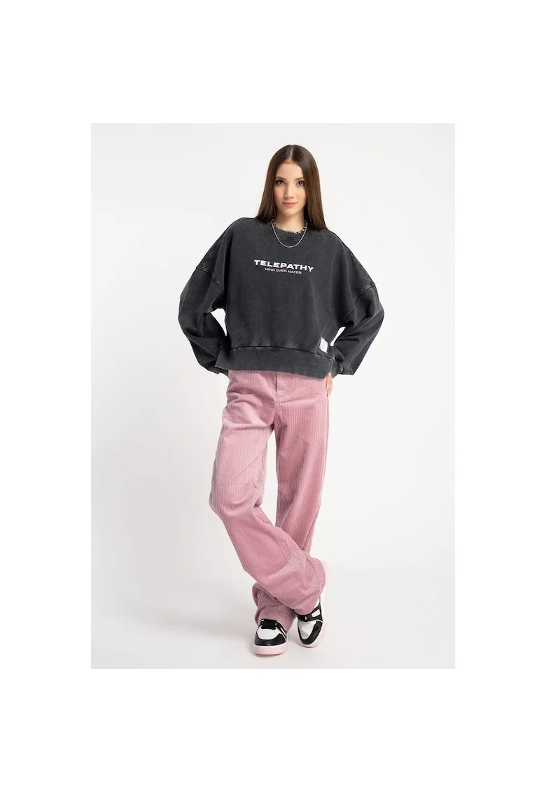 Pantaloni din reiat cu croiala dreapta, Roz
